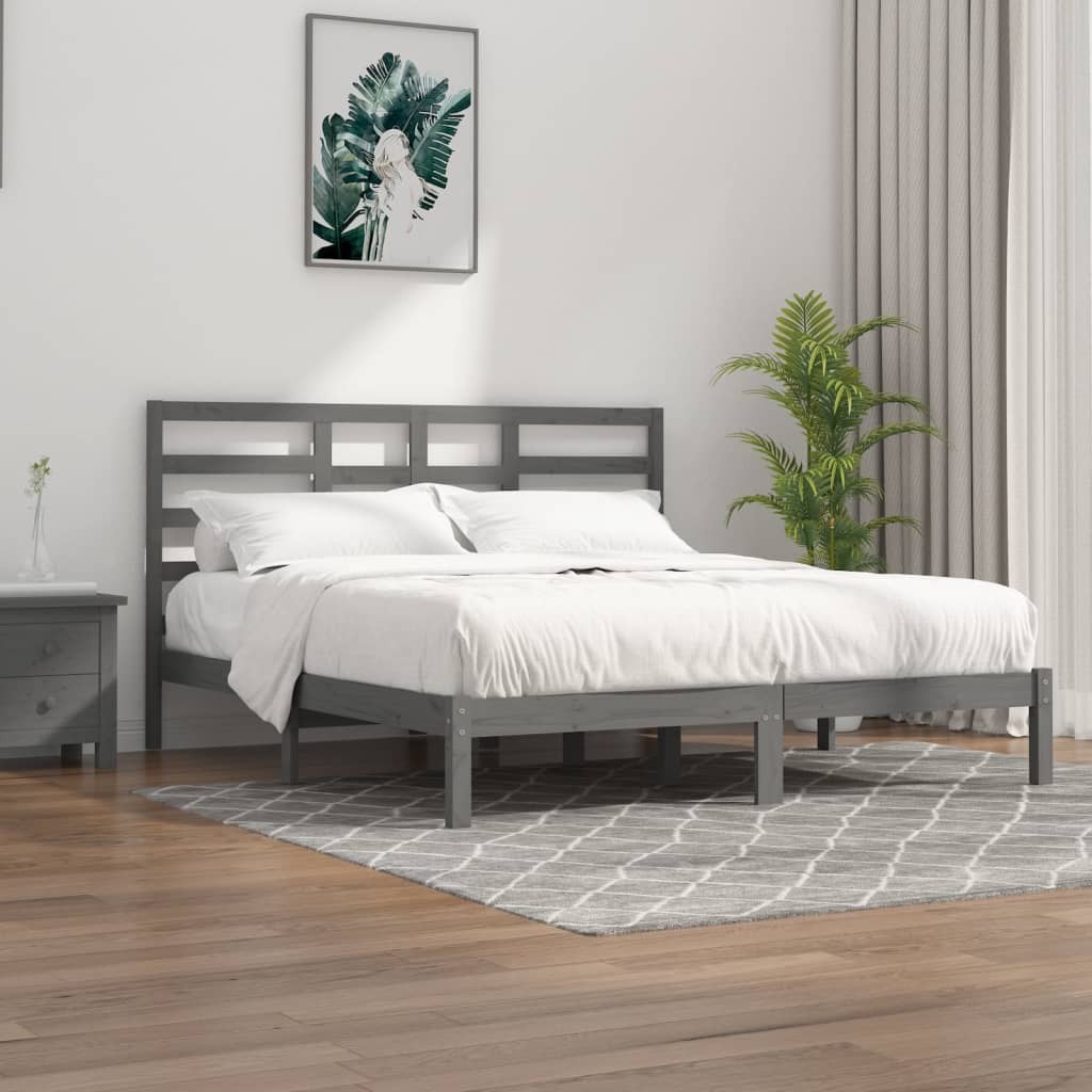 vidaXL Posteľný rám sivý masív 200x200 cm
