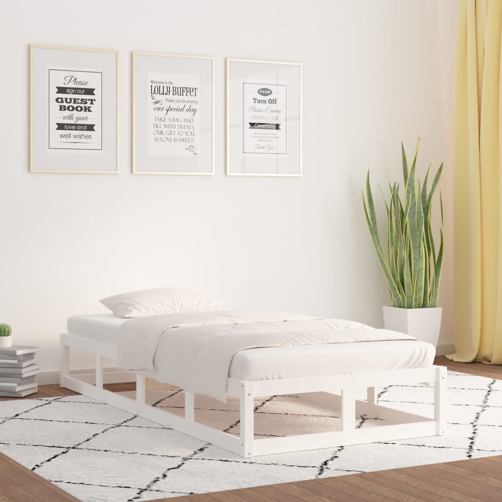 vidaXL Posteľný rám biely 90x200 cm masívne drevo