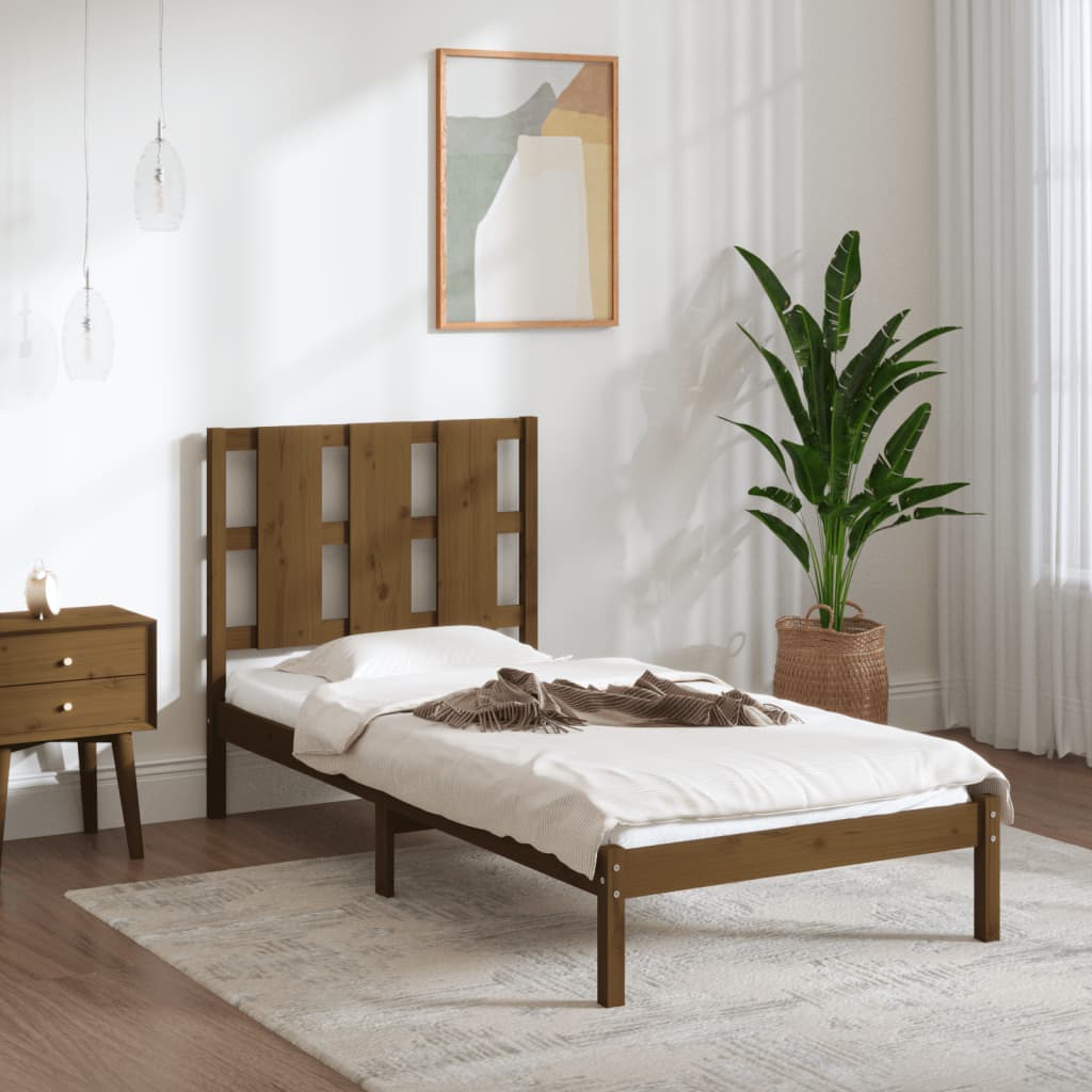 vidaXL Posteľný rám medovo-hnedý borovicový masív 100x200 cm
