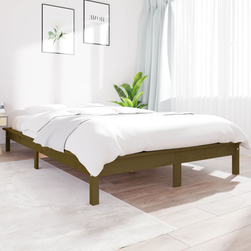 vidaXL Posteľný rám medovohnedý borovicový masív 120x200 cm