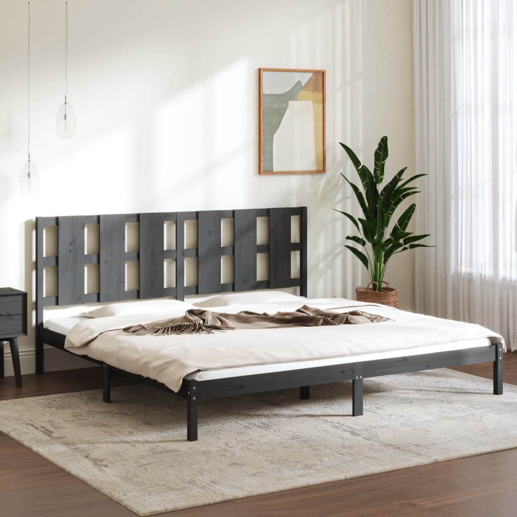 vidaXL Posteľný rám sivý borovicový masív 200x200 cm