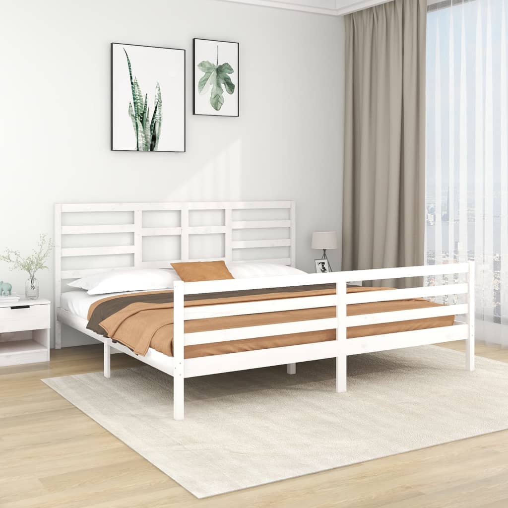 vidaXL Posteľný rám biely masív 200x200 cm