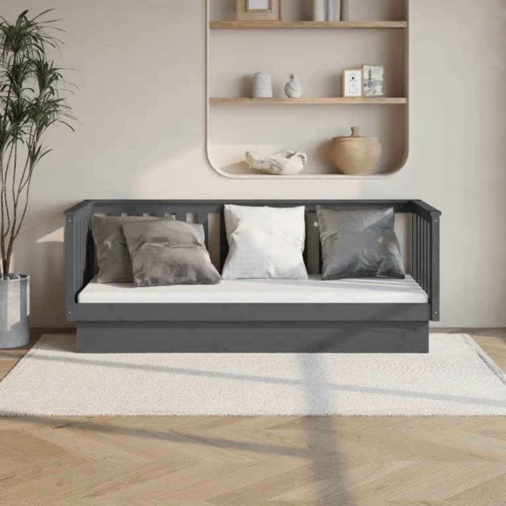 vidaXL Denná posteľ sivá 90x190 cm borovicový masív