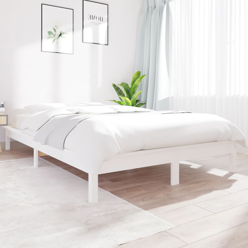 vidaXL Posteľný rám biely 140x190 cm borovicový masív