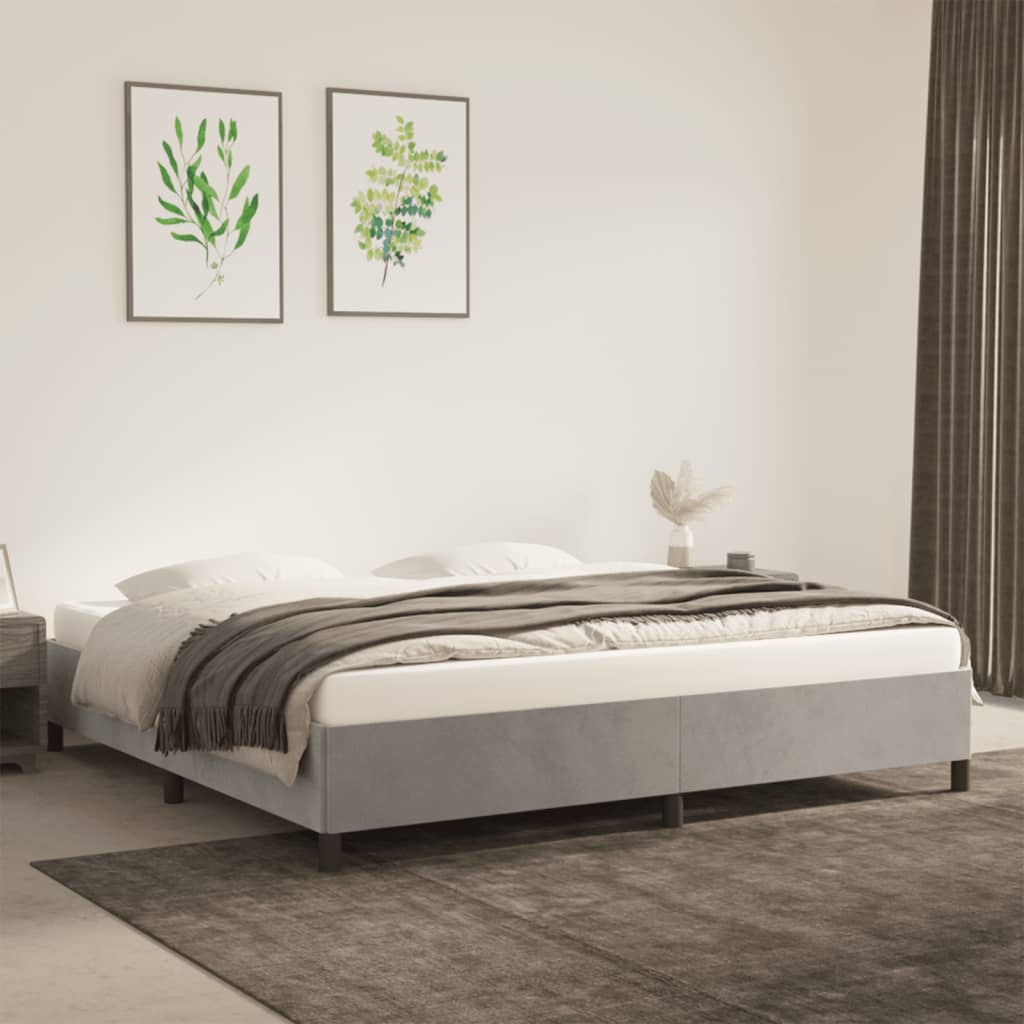 vidaXL Posteľný rám bledosivý 200x200 cm zamat