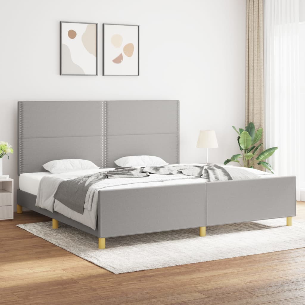 vidaXL Posteľný rám s čelom bledosivý 200x200 cm látka
