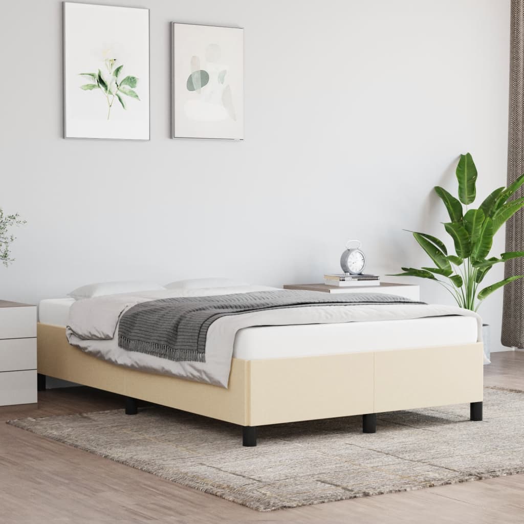 vidaXL Posteľný rám krémový 120x200 cm látka