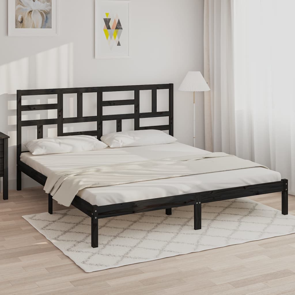 vidaXL Posteľný rám čierny masívne drevo 200x200 cm