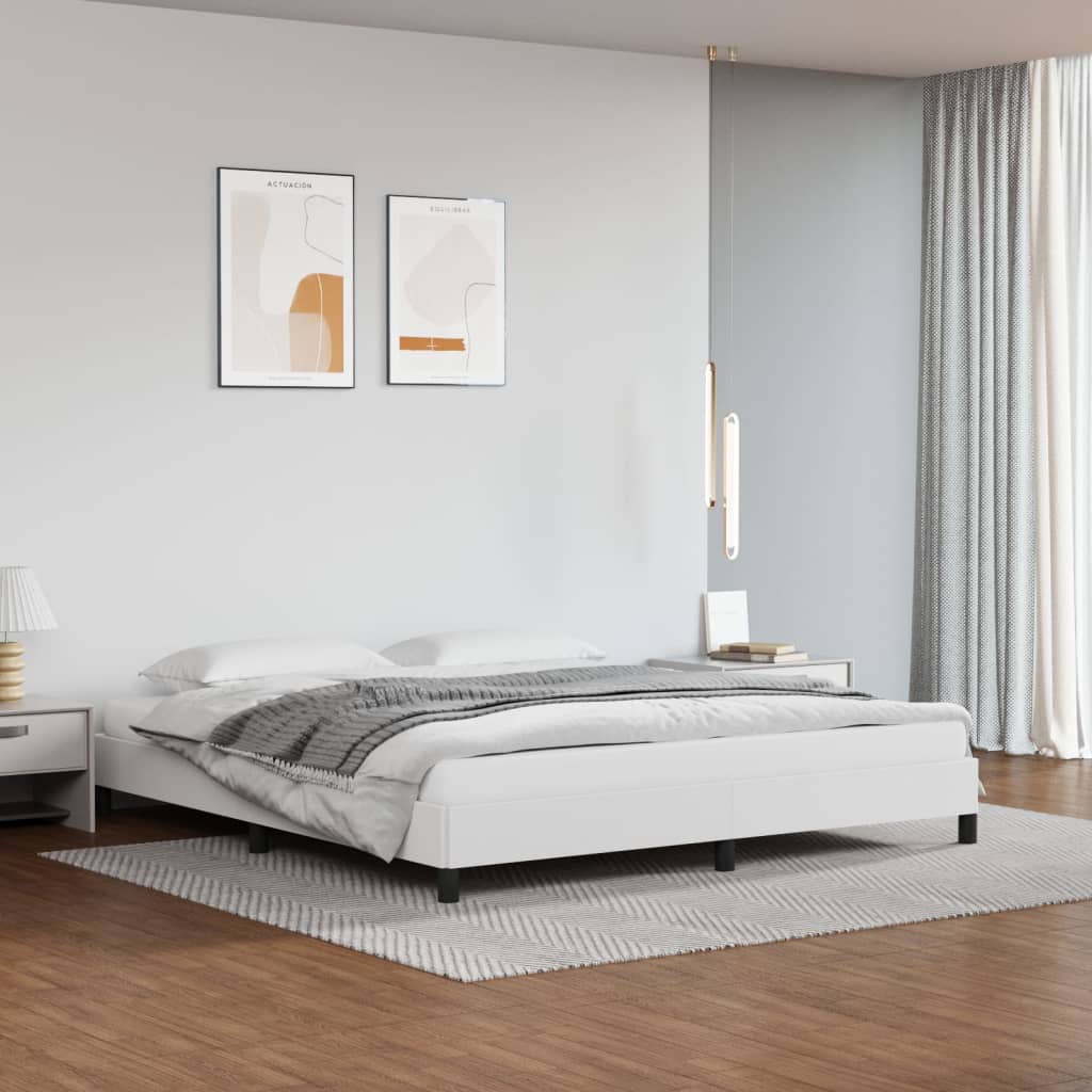 vidaXL Posteľný rám biely 160x200 cm umelá koža