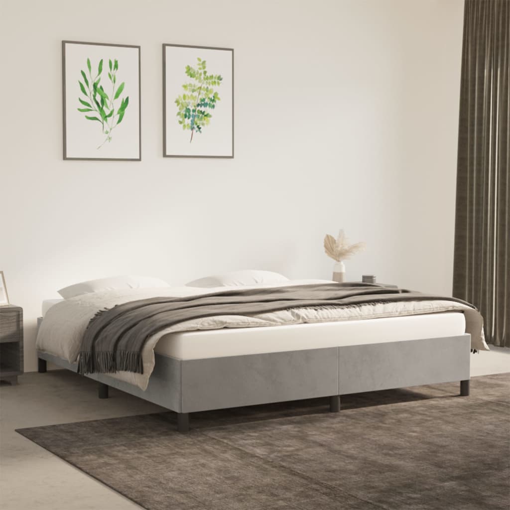 vidaXL Posteľný rám bledosivý 180x200 cm zamat