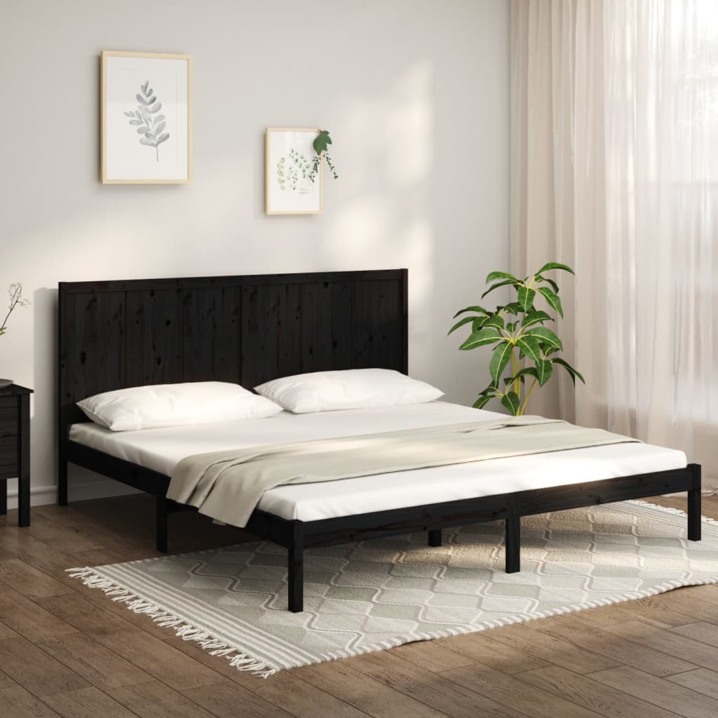 vidaXL Posteľný rám čierny borovicový masív 200x200 cm