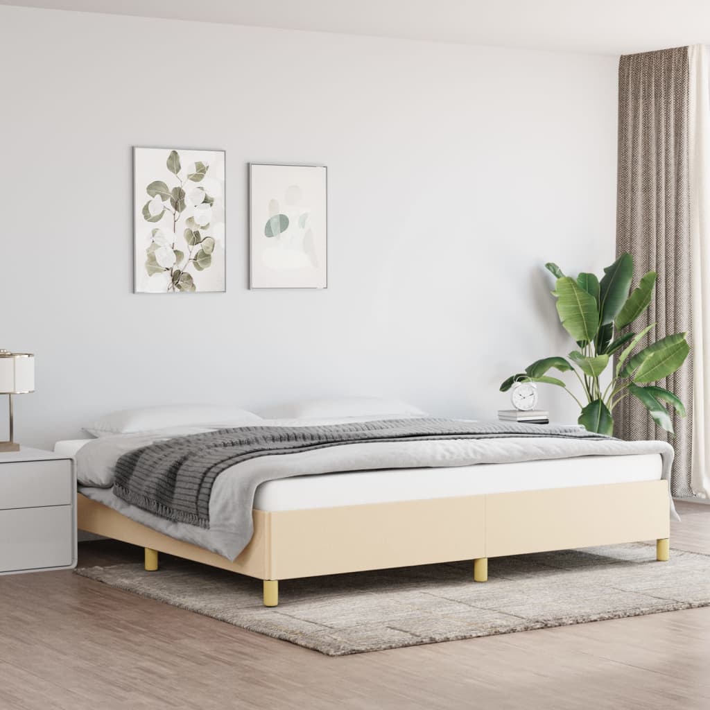 vidaXL Posteľný rám krémový 200x200 cm látka