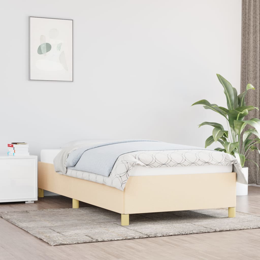 vidaXL Posteľný rám krémový 90x200 cm látka