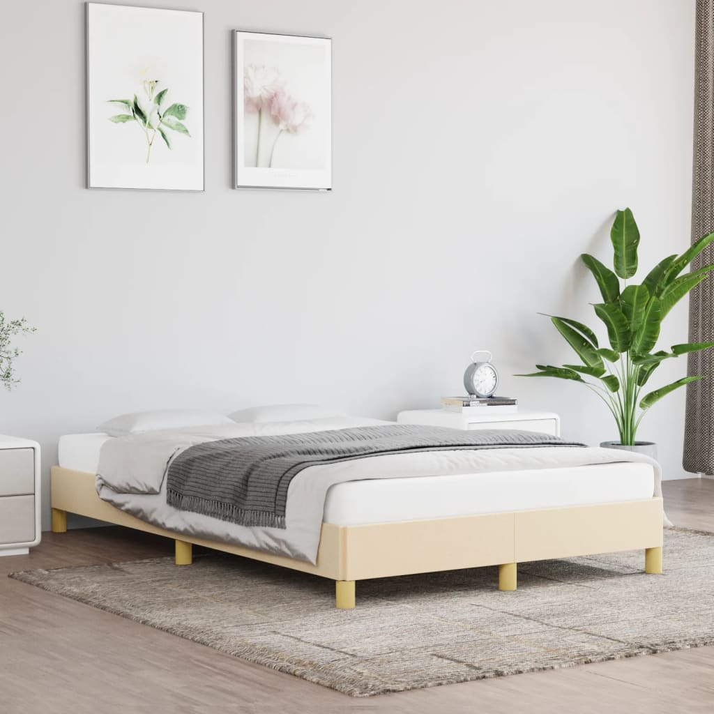 vidaXL Posteľný rám krémový 120x200 cm látka