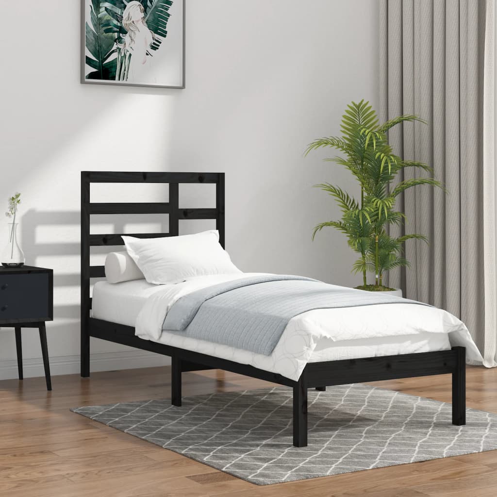 vidaXL Posteľný rám čierny masívne drevo 100x200 cm