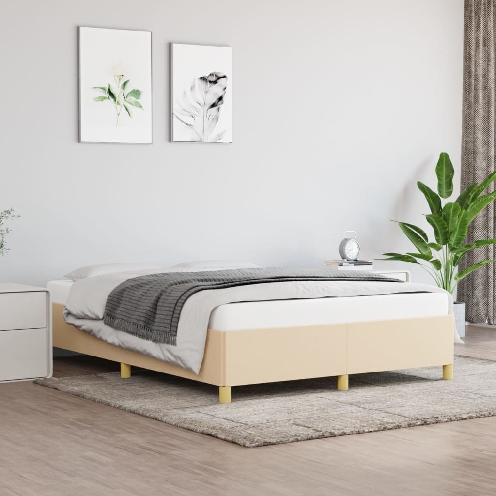 vidaXL Posteľný rám krémový 140x190 cm látka