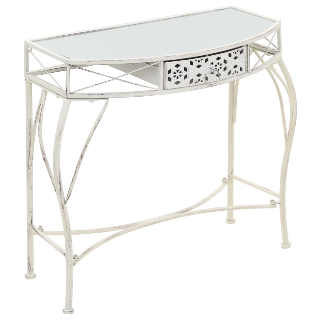 vidaXL Bočný stolík vo francúzskom štýle biely 82x39x76 cm kovový
