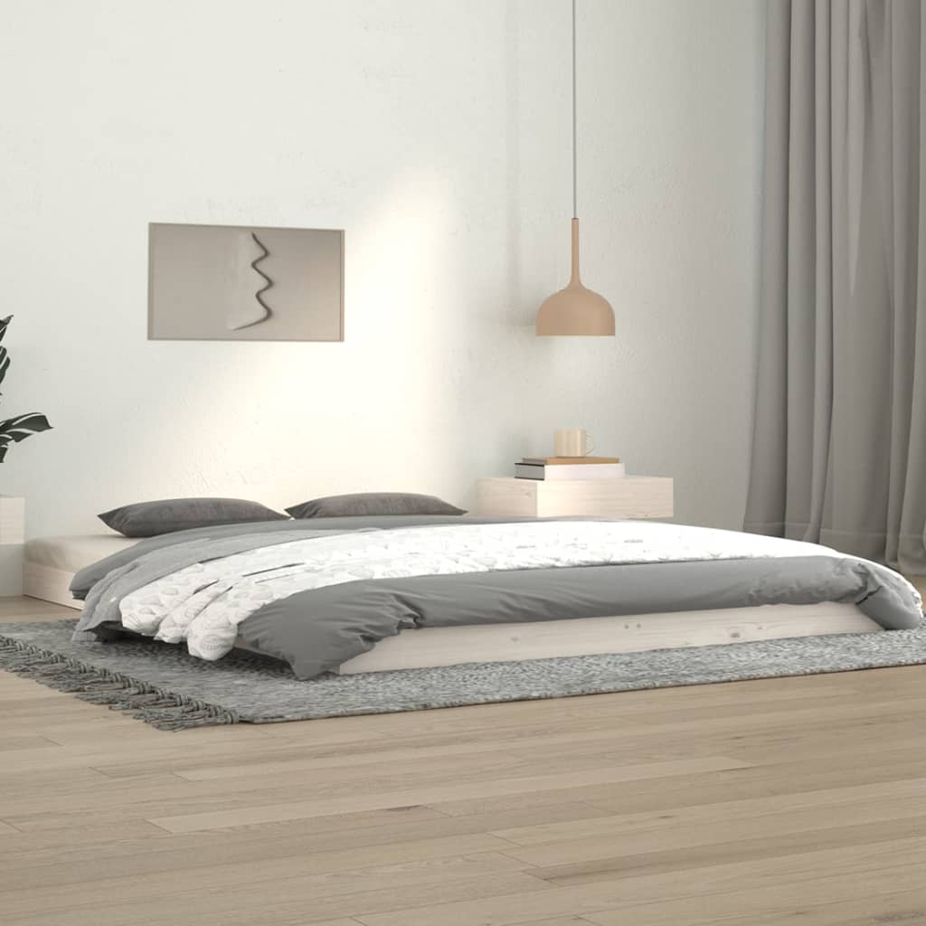 vidaXL Posteľný rám biely 140x190 cm borovicový masív