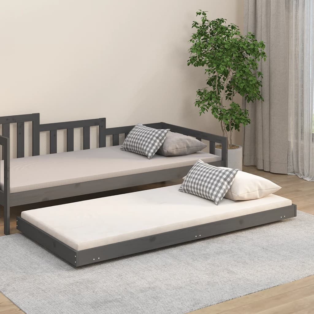 vidaXL Posteľný rám sivý 75x190 cm borovicový masív