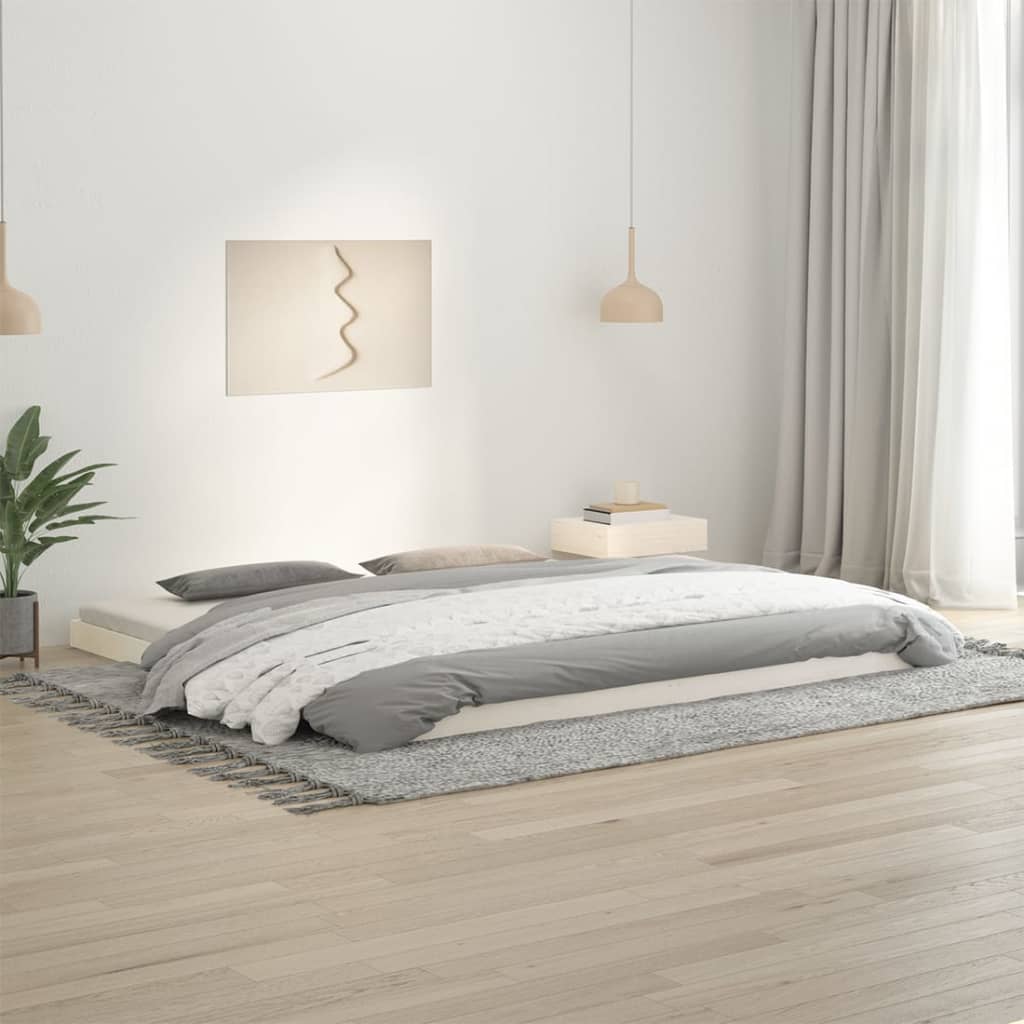 vidaXL Posteľný rám biely 200x200 cm masívna borovica