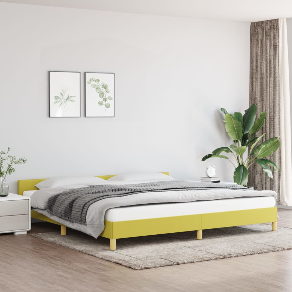vidaXL Posteľný rám s čelom zelený 200x200 cm látka