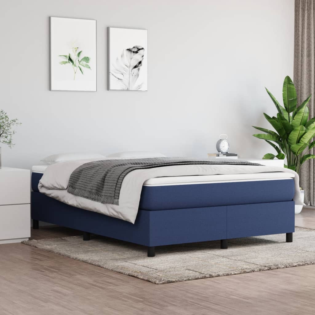 vidaXL Posteľný rám boxspring s matracom modrý 140x200 cm látka