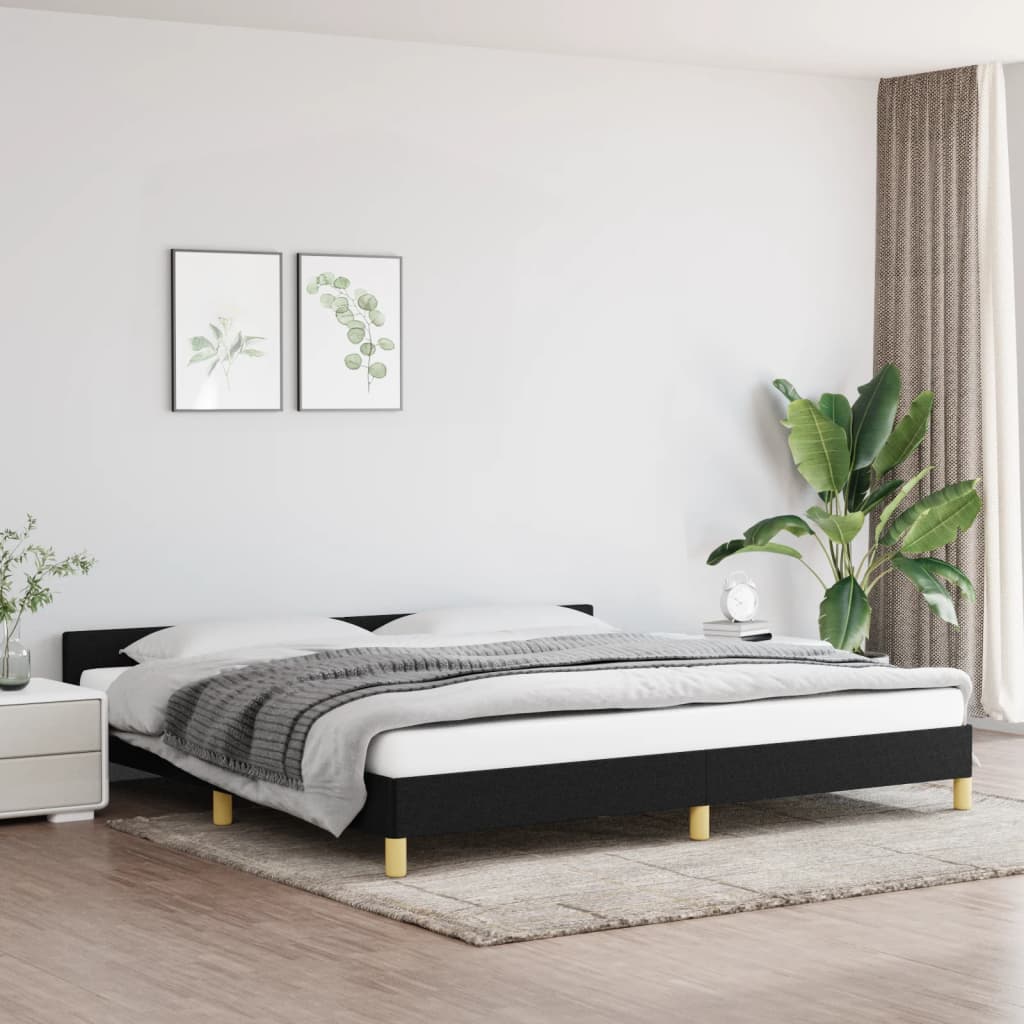 vidaXL Posteľný rám s čelom čierny 200x200 cm látka
