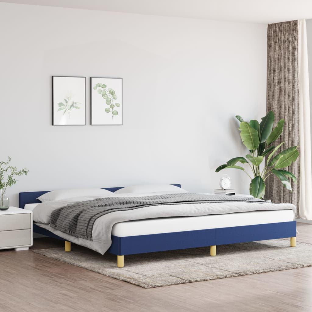 vidaXL Posteľný rám s čelom modrý 200x200 cm látka