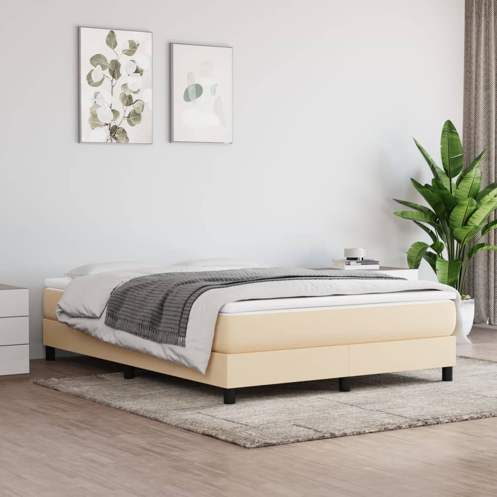 vidaXL Rám na boxspring krémový látka 140x190 cm