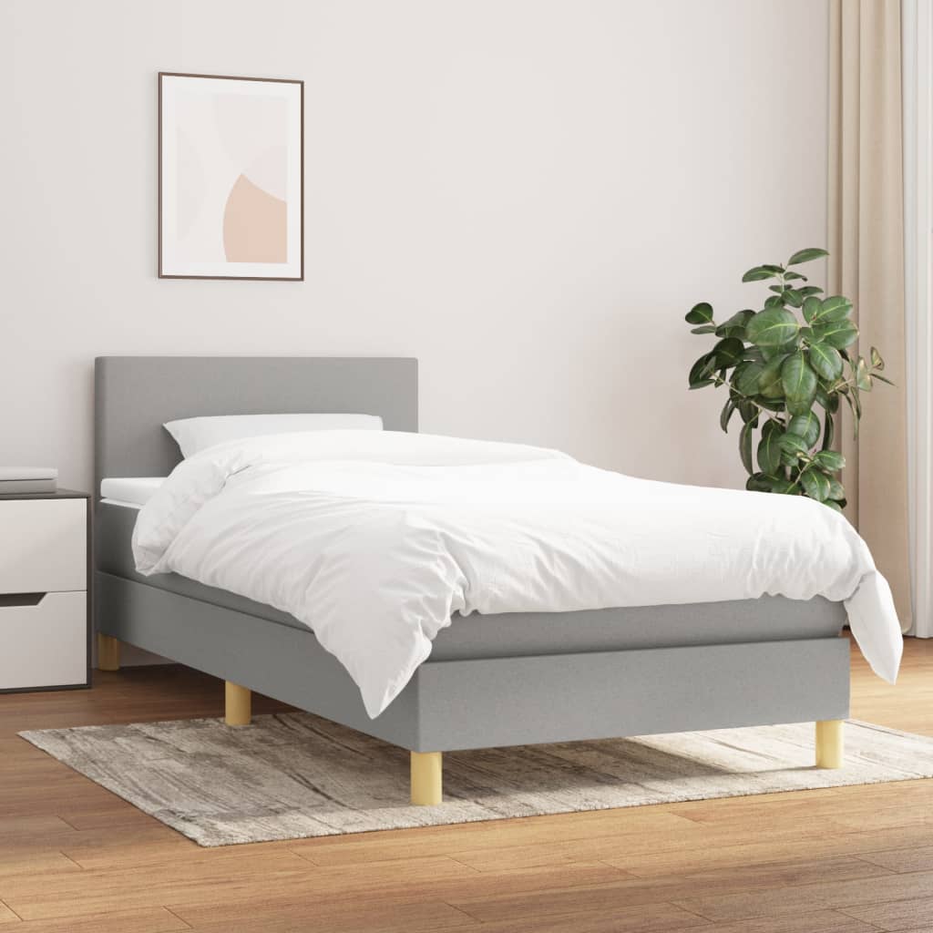 vidaXL Posteľný rám boxsping s matracom bledosivý 80x200 cm látka