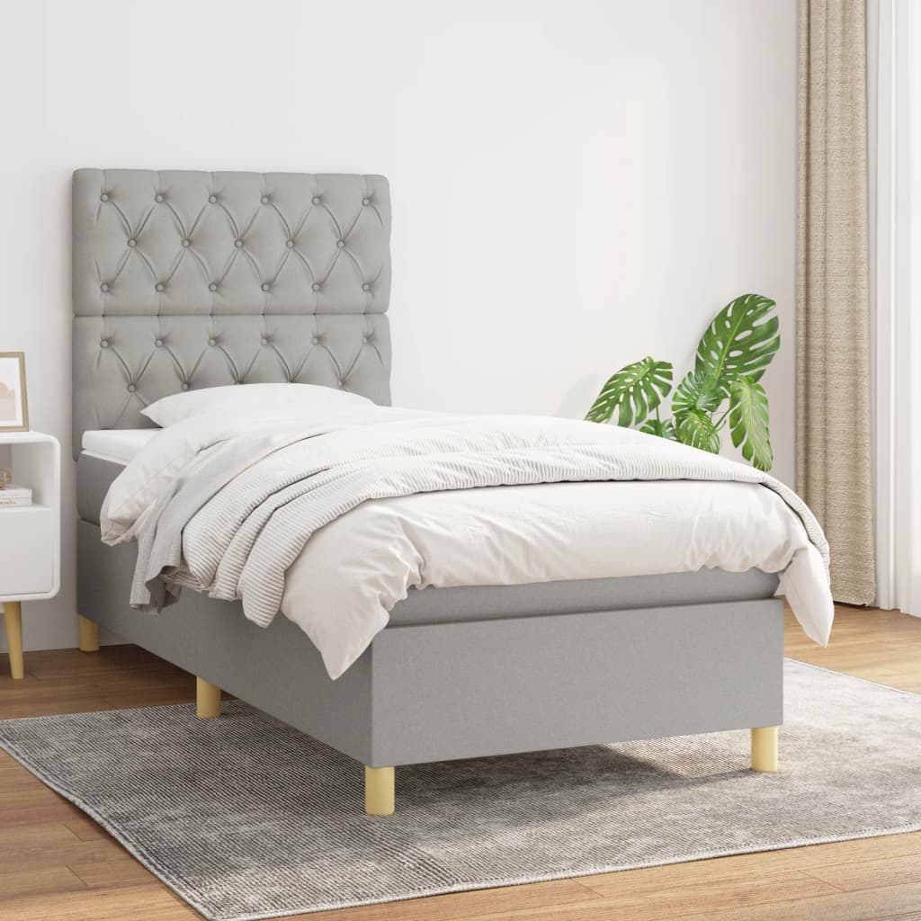 vidaXL Posteľný rám boxsping s matracom bledosivý 80x200 cm látka