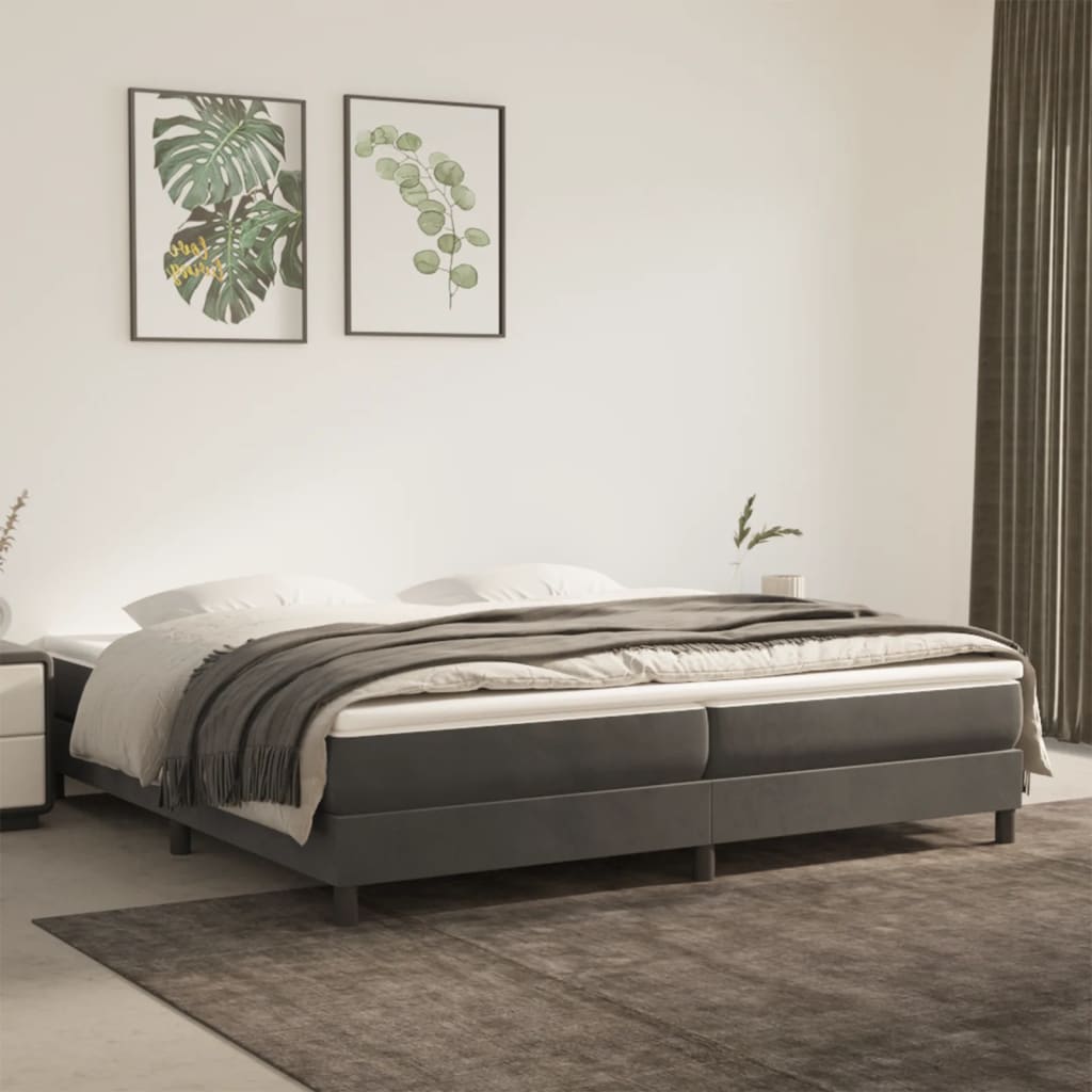 vidaXL Posteľný rám boxspring s matracom tmavosivý 200x200 cm zamat