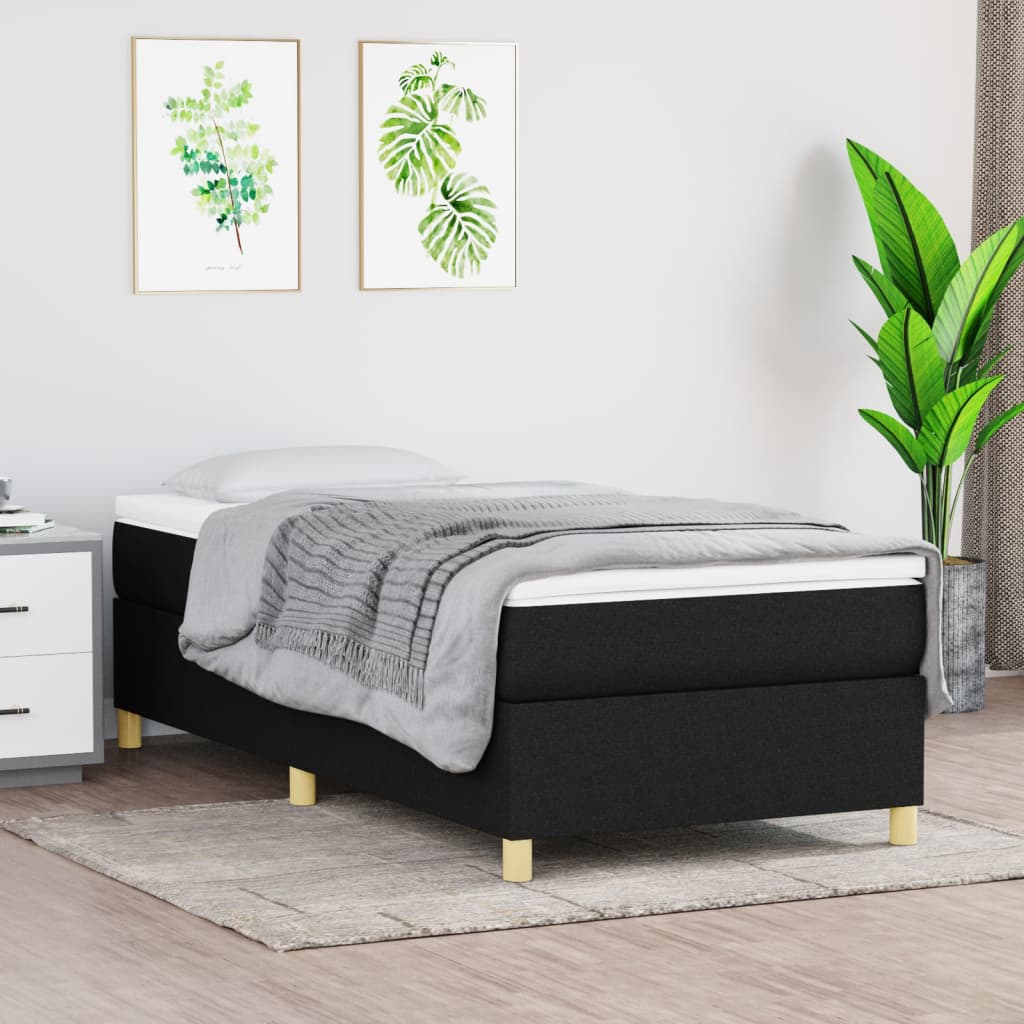vidaXL Posteľný rám boxspring s matracom čierny 90x190 cm látka