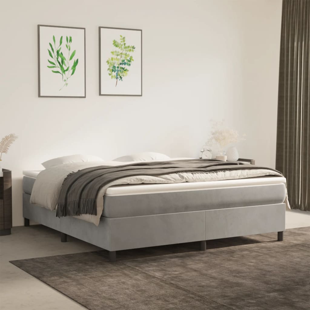 vidaXL Posteľný rám na boxspring bledosivý 180x200 cm zamat