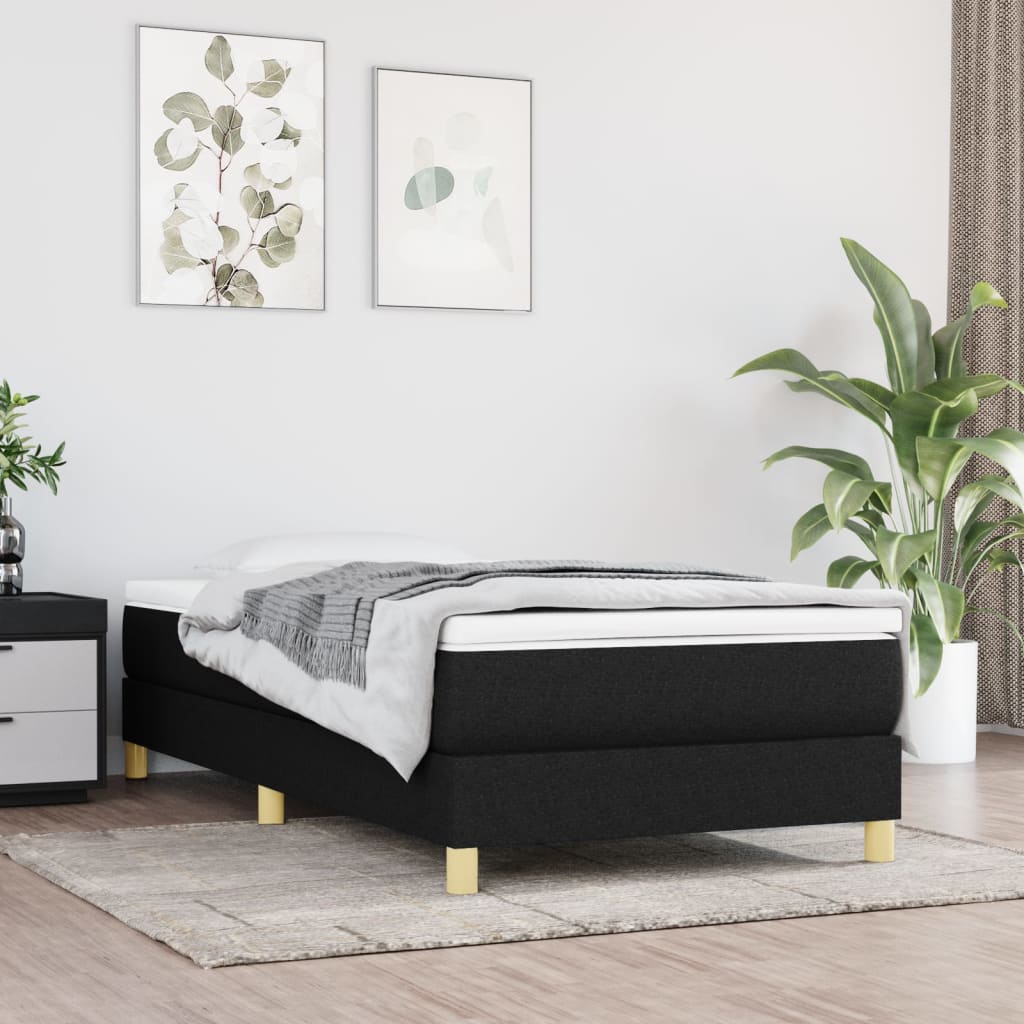 vidaXL Posteľný rám boxspring s matracom čierny 90x190 cm látka