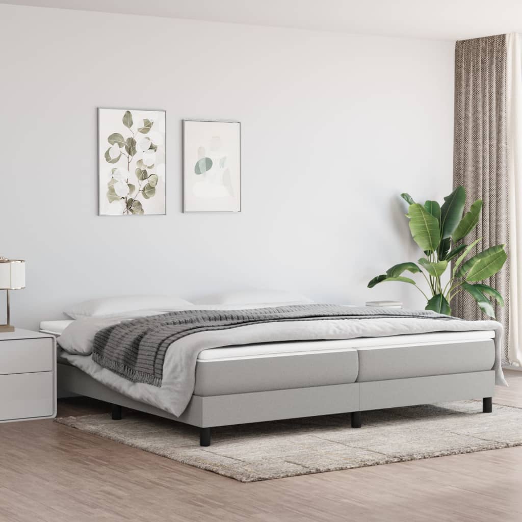 vidaXL Posteľný rám boxsping s matracom bledosivý 200x200 cm látka