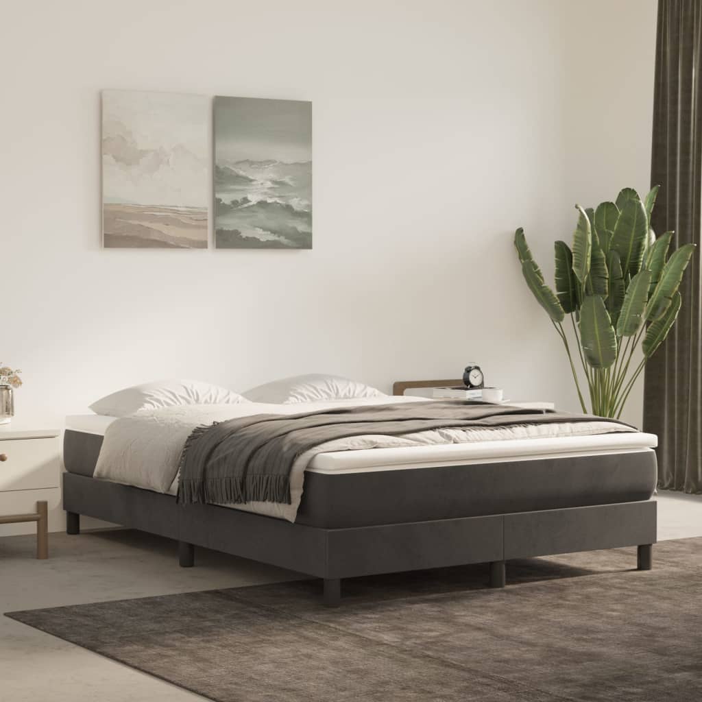 vidaXL Posteľný rám boxspring s matracom tmavosivý 140x190 cm zamat