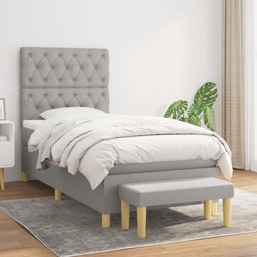 vidaXL Posteľný rám boxsping s matracom bledosivý 80x200 cm látka