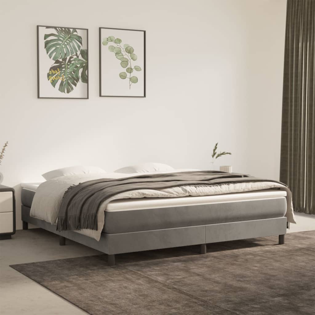 vidaXL Posteľný rám boxsping s matracom bledosivý 160x200 cm zamat