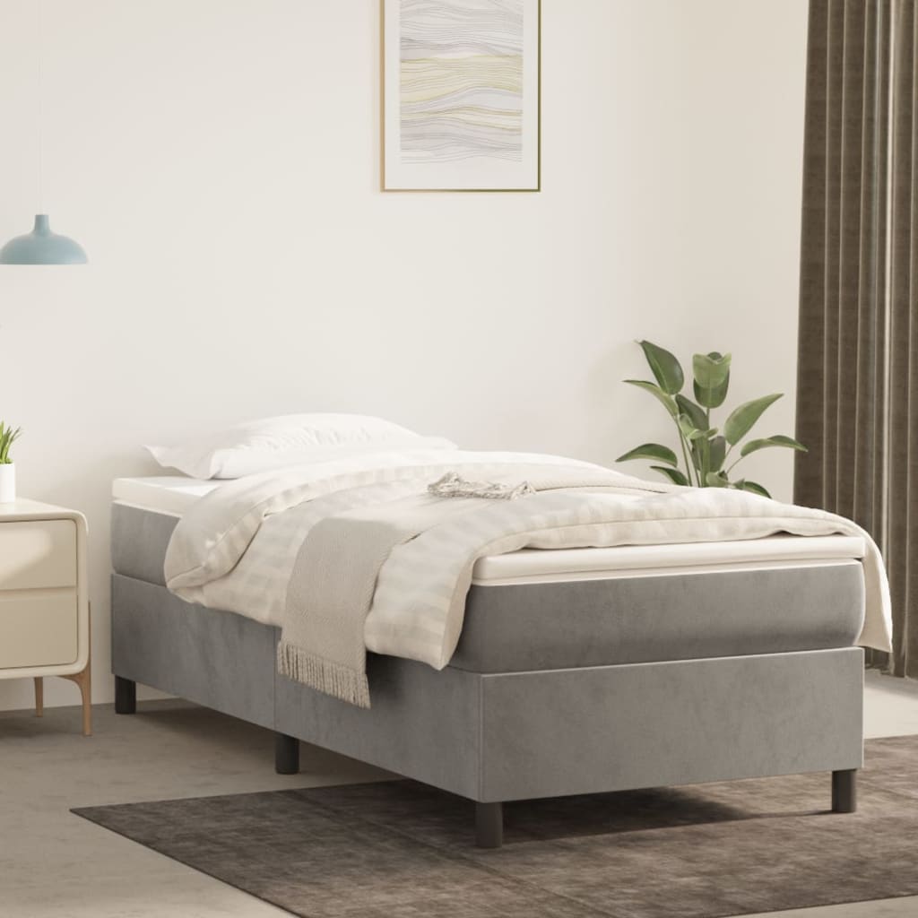 vidaXL Posteľný rám boxsping s matracom bledosivý 90x190 cm zamat