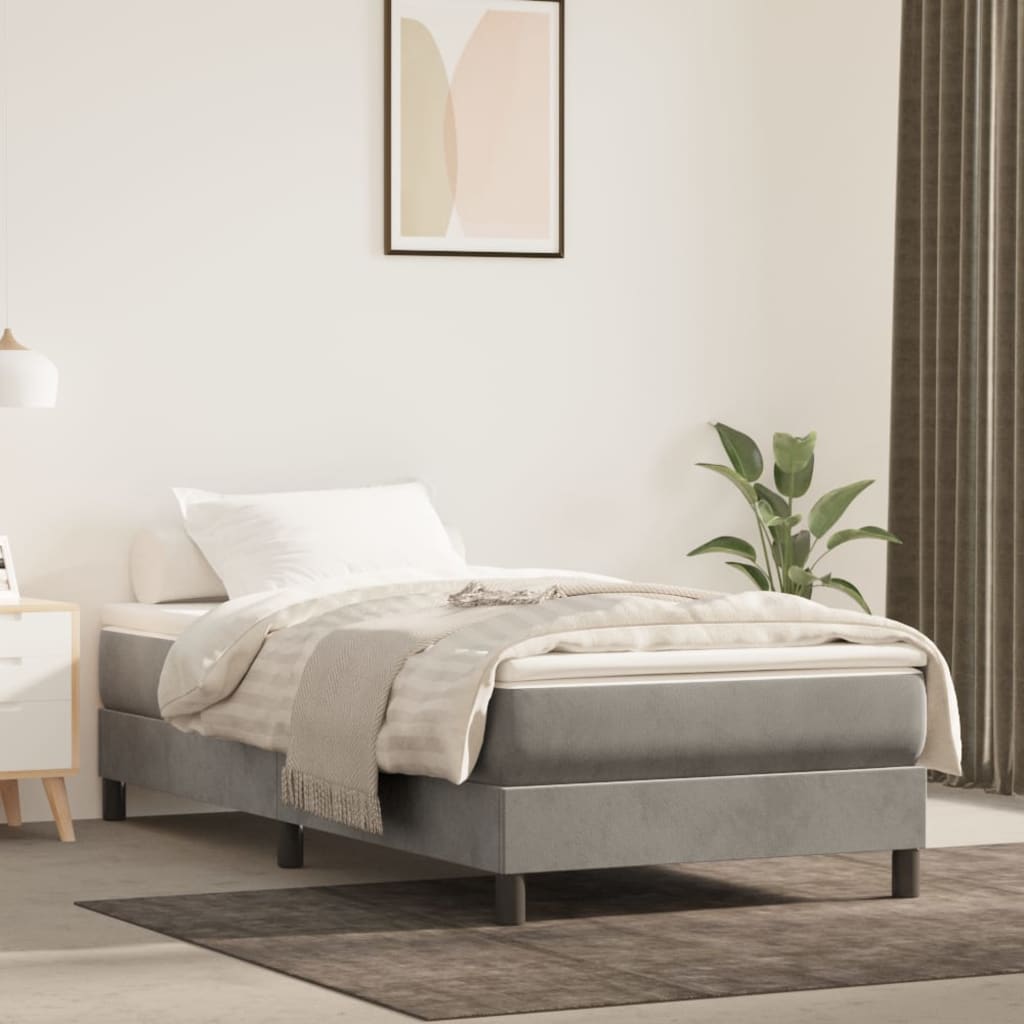 vidaXL Posteľný rám boxsping s matracom bledosivý 90x190 cm zamat