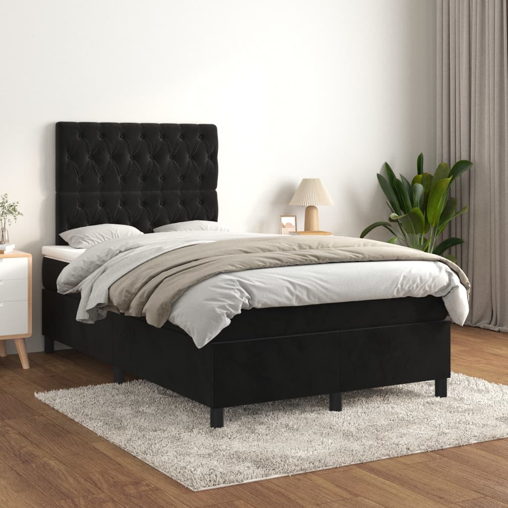 vidaXL Posteľný rám boxspring s matracom čierny 120x200 cm zamat