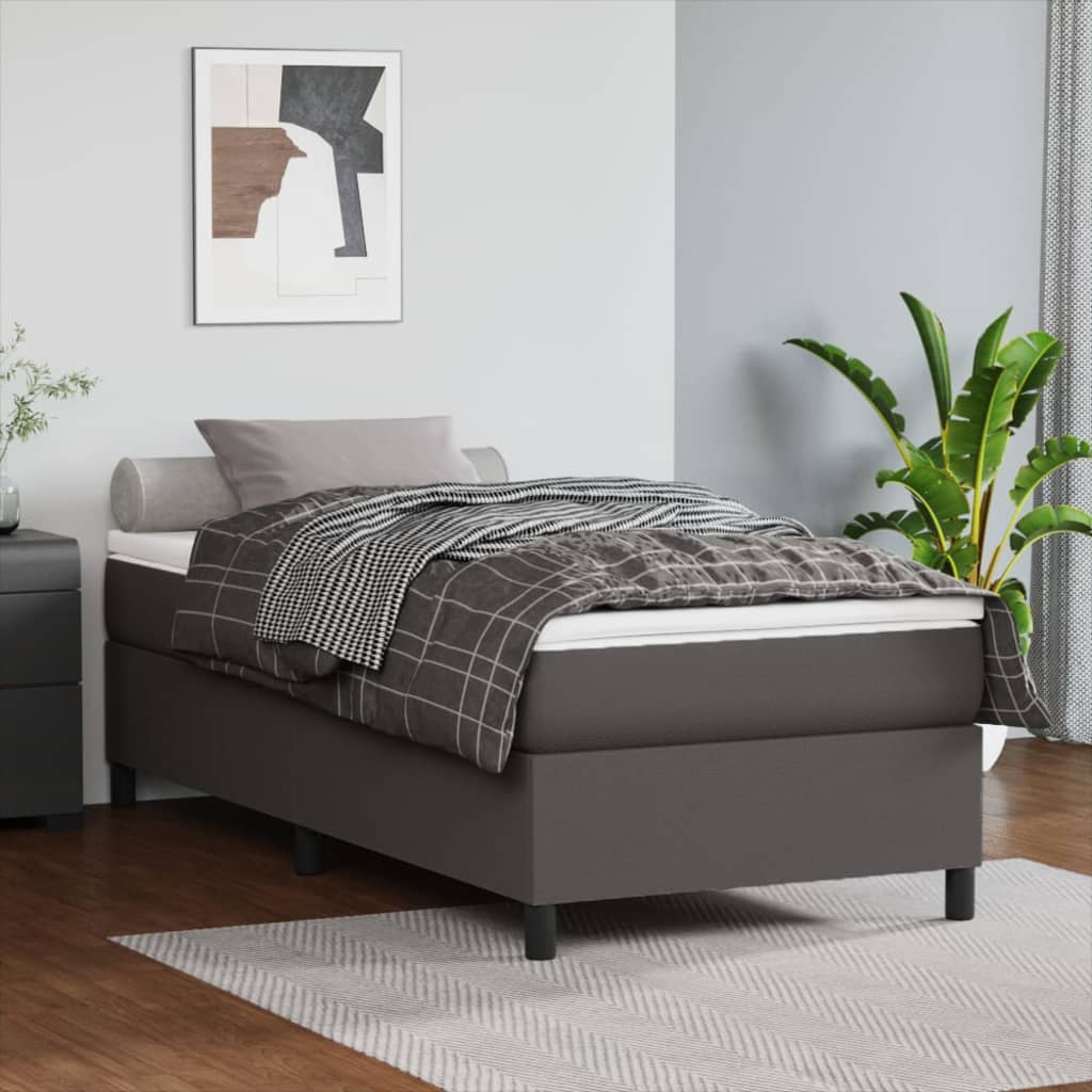 vidaXL Rám na boxspring posteľ, sivý 100x200 cm, umelá koža