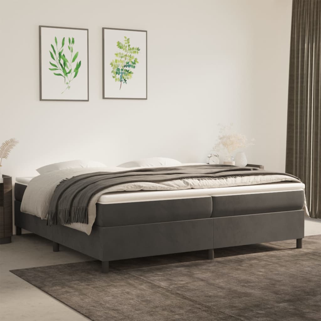 vidaXL Posteľný rám na boxspring tmavosivý 200x200 cm zamat
