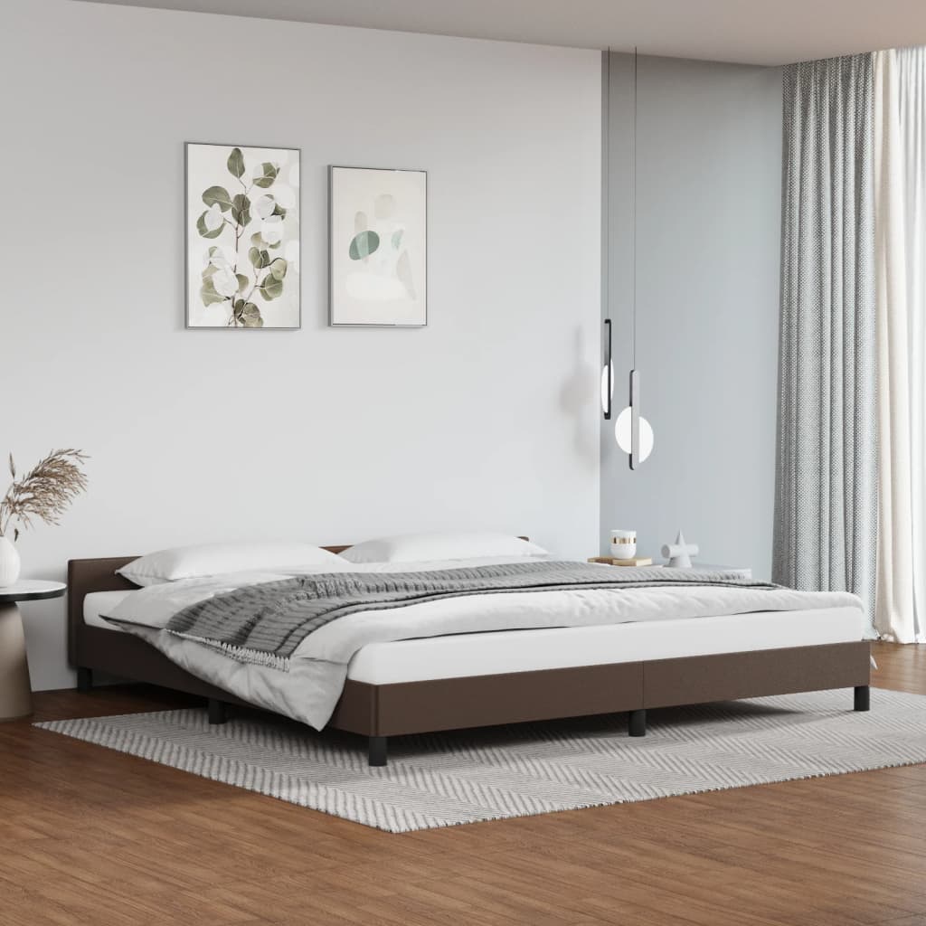vidaXL Posteľný rám s čelom hnedý 200x200 cm umelá koža