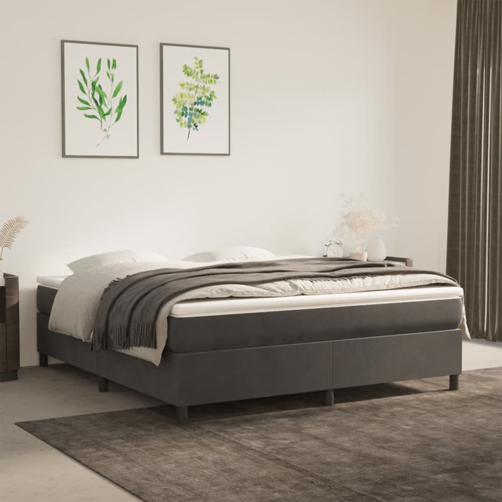 vidaXL Posteľný rám na boxspring tmavosivý 180x200 cm zamat