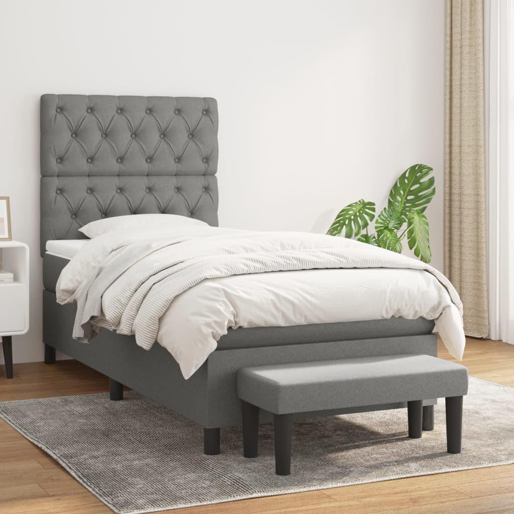 vidaXL Posteľný rám boxsping s matracom tmavosivý 80x200 cm látka