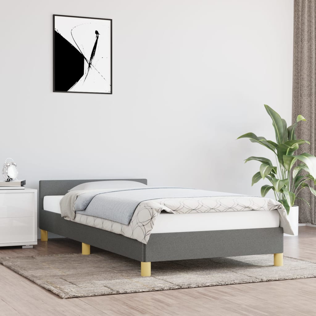 vidaXL Posteľný rám s čelom tmavosivý 80x200 cm látka