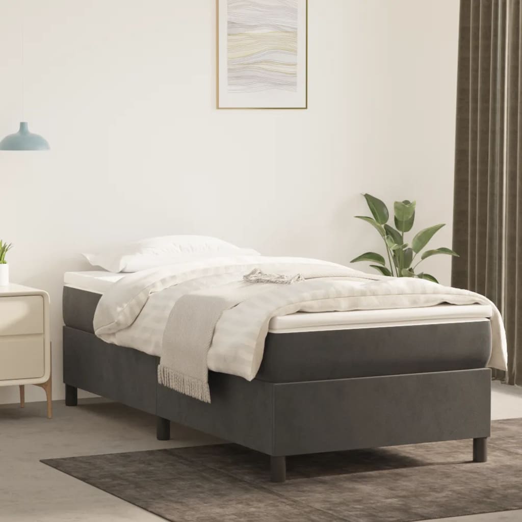 vidaXL Posteľný rám na boxspring tmavosivý 80x200 cm zamat