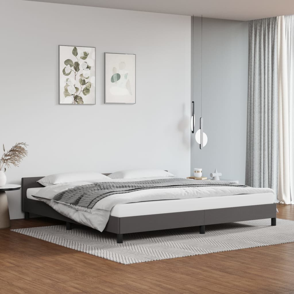 vidaXL Posteľný rám s čelom sivý 200x200 cm umelá koža